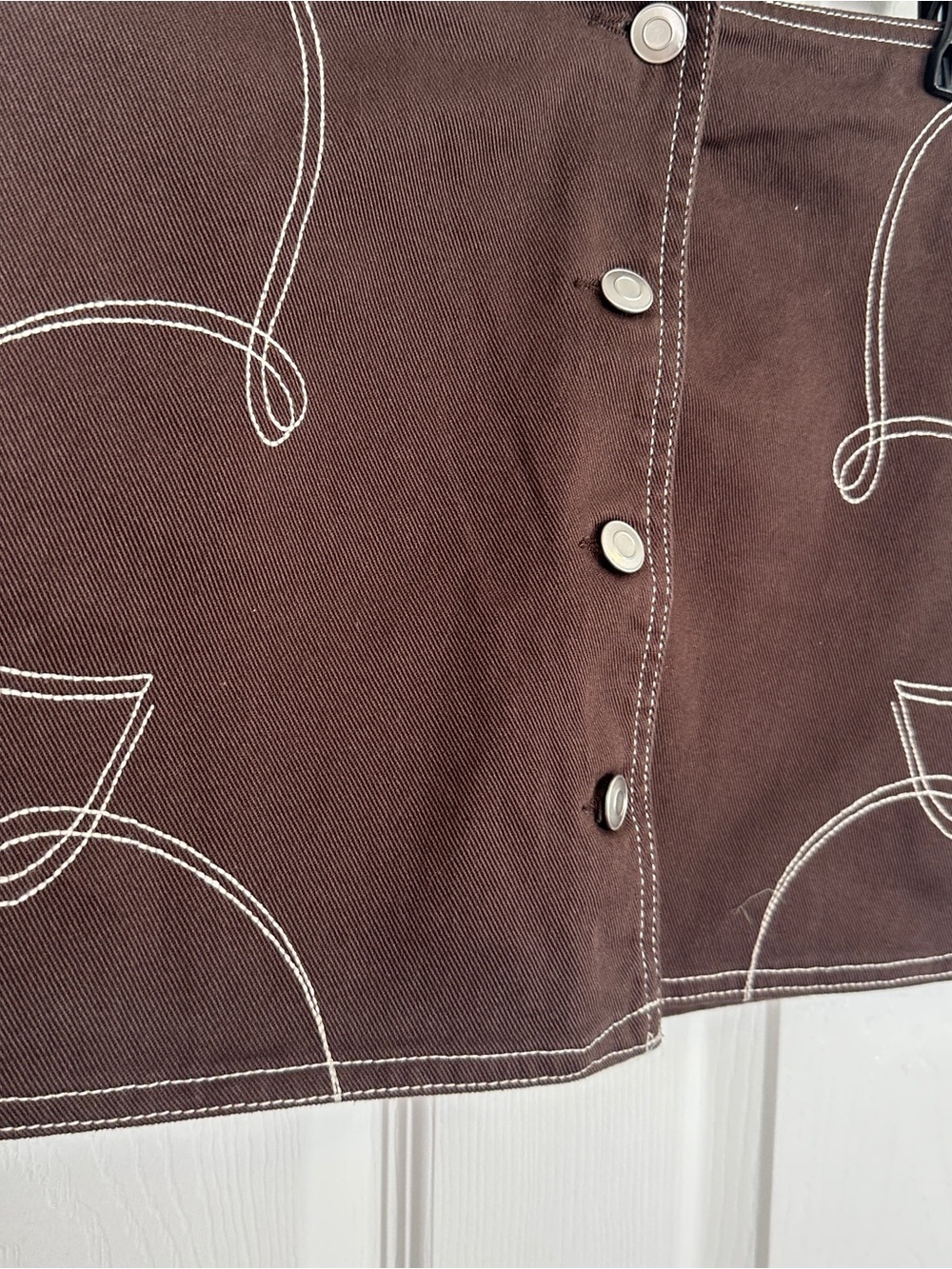 Gianni Bini Brown Button-Front Mini Skirt - Picture 3 of 5